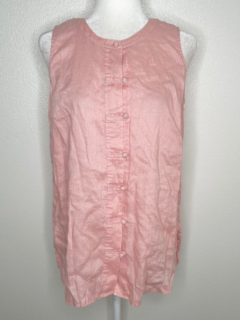 J Jill Womens Light Pink Love Linen Button-Up Sleeveless Tank Top Size M EUC